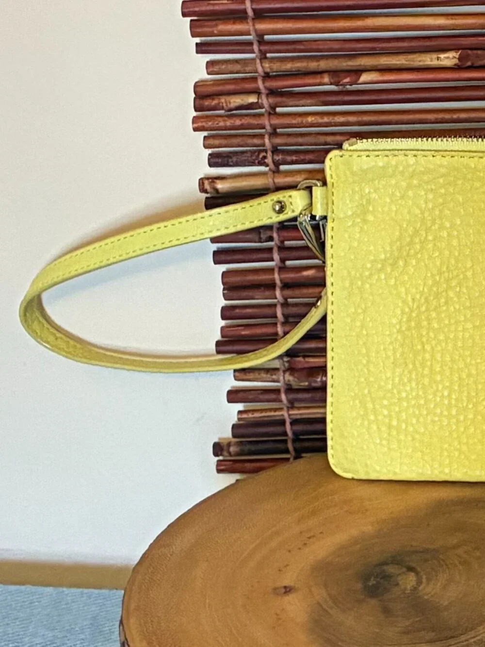 Cole Haan Yellow Pebbled Leather Wristlet 5.25
